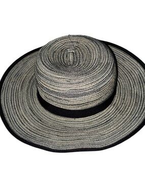 Solar Escape Womens Sun Hat One Size Black & White Wide Brim Woven Adjustable.